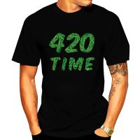 2023 Men Tshirts Print Weed 420 Its Time  เสื้อยืดพิมพ์ลายกัญช  เสื้อเชิ้ตผ้าฝ้ายเสื้อยืด