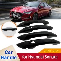 [TYEE Automotive Products] สำหรับ Hyundai Sonata 8 DN8 2020 2021 2022 2023มือจับประตูสมาร์ทสีดำเงาปลอกสติ๊กเกอร์ทริมอุปกรณ์เสริมป้องกันสำหรับตกแต่งรถยนต์