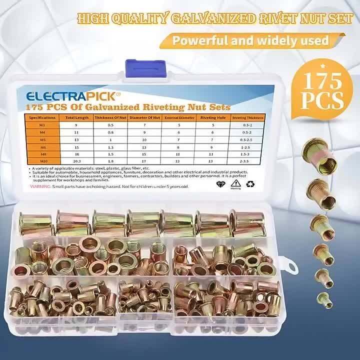 20-Piece M6x15mm Aluminum Rivet Nuts - Threaded Insert Nutserts Flat Head