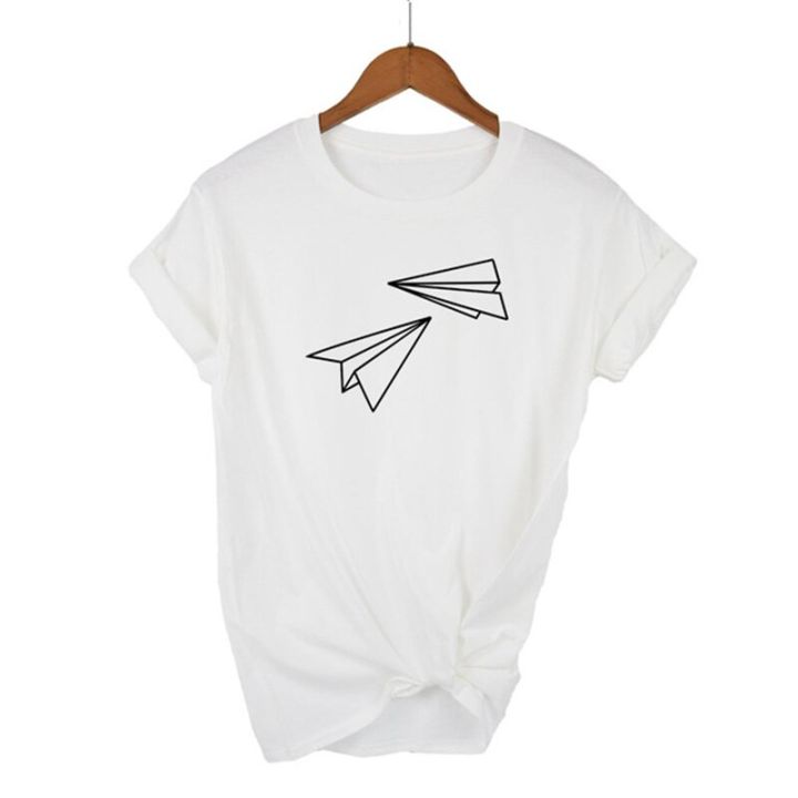 second-half-price-paper-airplane-print-women-tshirt-cotton-casual-funny-t-shirt-for-women-top-loose-cool-t-shirt-women-cscg