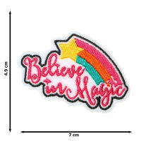 JPatch - (Believe In Magic) วลี คำคม คำพูด เชื่อในความมหัศจรรย์ สีชมพู หลากสี สดใส ตัวรีดติดเสื้อ อาร์มรีด อาร์มปัก มีกาวในตัว การ์ตูนสุดน่ารัก งาน DIY Embroidered Iron/Sew on Patches