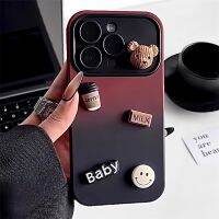 หน้าต่างไล่ระดับสีขนาดใหญ่เหมาะสำหรับ Apple 14 เคสศัพท์ 15 ตุ๊กตาหมีสามมิติ 13ProMax เคสซิลิโคนนิ่ม