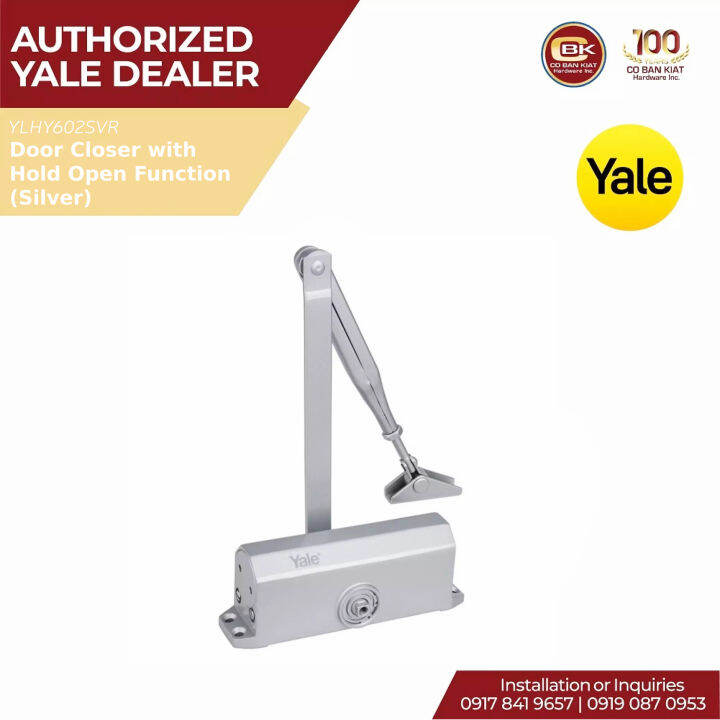 Yale YLHY602SVR Door Closer with Hold Open Function 45kg Max Door