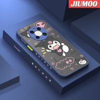 เคส JIUMOO สำหรับ Huawei Mate 40 Pro Mate 40 Pro + เคสพร้อมมีน้ำค้างแข็งโปร่งใสลายการ์ตูน Kuromi เคสซิลิโคนรูปสี่เหลี่ยมขอบด้านข้างฝาหลังเต็มรูปแบบเคสป้องกันเคสมือถือกันกระแทกกล้องดีไซน์ใหม่