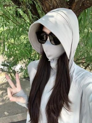 New 2023 sun protection clothing women wear ice ribbon hat UV protection electric car cycling student jacket mens models