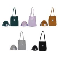 2PcsSet Corduroy Crossbody Bag Women Girls Small Casual Shoulder Bag Travel Solid Color Handbag Female Beach Shopping Tote