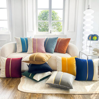 Thick Luxury Velvet Cushion Cover 45x45cm Decorative Gold Patchwork Pillow Cover for Seat Livingroom Sofa Home Decor Pillow Case