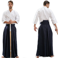 Aikido Gi ชุดเครื่องแบบผ้าฝ้ายกางเกง Hapkido สีดำสีน้ำเงินเข้มสีขาวซามูไรญี่ปุ่นแบบดั้งเดิม Keikogi