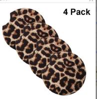 [COD] Foreign trade cross-border European and general leopard print car tea coaster rubber non-slip 4pack