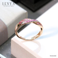 Lenya Jewelru แหวนประดับ SWAROVSKI ZIRCONIA สีเขียวและสีฟ้า  ตัวเรือนเงินแท้ 925  ชุบทองขาว ใส่แหวน เสริมรสนิยม สวยสง่า ดูดี