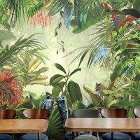 Custom วอลล์เปเปอร์รูปภาพ3D Tropical Rainforest ใบตองผ้าผนังร้านอาหารห้องนั่งเล่นฉากหลังกำแพง3D Home Decor