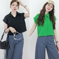 SLYQ SERENE POCKET WAFFLE SHIRT เสื้อเชิ้ตแขนสั้นกระเป๋าหน้าผ้าวาฟเฟิล ขาว ครีม เขียว ดำ