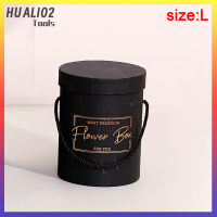 HUALI02กล่องกระดาษลายดอกไม้ทรงกลม1ชิ้นกล่องใส่ของของขวัญกล่องบรรจุภัณฑ์ทรงถังแบบมีฝาปิด