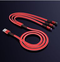 Super Fast Charge 6A 3n1 USB Charging Cable Nylon Braided Car Data Cable One Drag Three Apple TYPE-C Huawei Android Universal