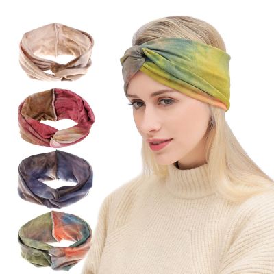 【cw】 Wide Bandage WomenHair Bands PrintHeadband Sweatband Stretch Elastic Outdoor Sport HeadwrapSports Safety