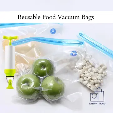 Vacuum Bags for Food Reusable Packages for Freezing Storage Seal Bags Set  Ziplock Freezer Bag with Hand Pump Bag for Sous Vide