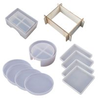 10Pcs Silicone Coaster Molds for Resin Casting Epoxy Resin Coaster Molds Kit Including 4 Pcs Square 4 Pcs Round Coaster