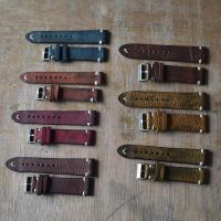 Tali jam tangan kulit Vintage tali jam tangan 20mm 22mm 24mm Penggantian cepat gesper baja gelang jahitan gelang kulit