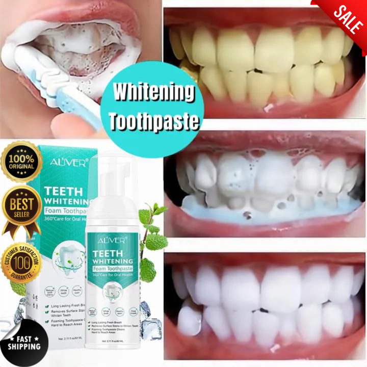 Original ALIVER Teeth Whitening Foam Toothpaste Long Lasting Fresh