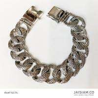 JaiSiamJewelry สร้อยข้อมือเงินแท้ ผู้ชาย รมดำ กว้าง 17mm ยาว 7.5 นิ้ว น้ำหนัก 61g. MSB-8