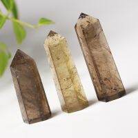 Natural Smoked Quartz Tea Crystal Six Prism Crystal Stone Handmade Reiki Hexagonal Prism Bar Treatment Stone DIY Gifts