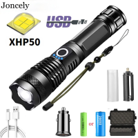 6000 Lumen LED Flashlight USB Rechargeable Torch XHP50 Waterproof Zoom outdoor lighting flashlight 26650 18650 Battery