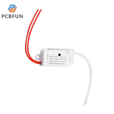 pcbfun โมดูลอินฟาเรดอัตโนมัติเซนเซอร์ตรวจการเคลื่อนไหวของร่างกายเรดาร์ของไมโครเวฟ PIR  ปรับได้สำหรับระยะทางเวลาแบบฝังได้สวิตช์เซ็นเซอร์