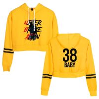 YoungBoy Never Broke Again Yellow Crop Top Hoodie Harajuku Cropped Sweatshirt Streetwear Hip Hop Long Sleeves Pullover Tops