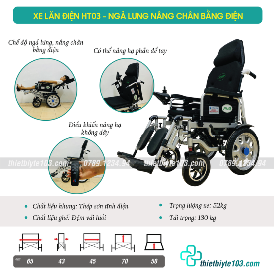 Xe lăn điện ht-03 đài loan dành cho người già, người khuyết tật - ảnh sản phẩm 2