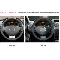 MEWANT Black Artificial Leather Car Steering Wheel Cover for Renault Duster Dacia Duster 2011 2012 2013 2014 2015