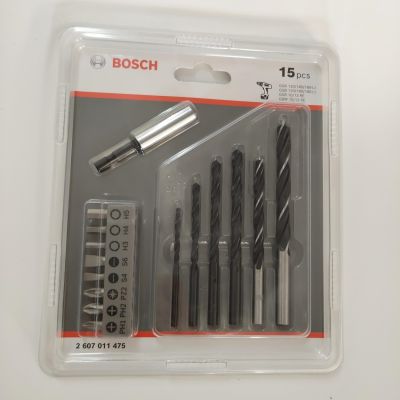 🏆⭐【ต้นฉบับ】₪ Bosch สว่านชุดสว่านบิดสว่านไฟฟ้าสว่านไฟฟ้าหมุนหัวเจาะเหล็กชุด 15 ชิ้นชุดหัวชุด