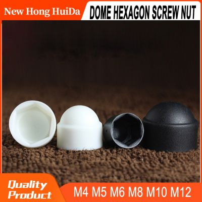 Hitam Putih Hex Topi Penutup Plastik PE Tidak Ada Thread Perlindungan Acron Nut Dome Hexagon Sekrup Baut Baut M4 M5 M6 m8 M10 M12