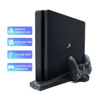 ☄✇ For PS4/PS4 Slim Console Vertical Cooling Stand Controller Charging Base Cooler with 3 USB Ports for Sony Playstation