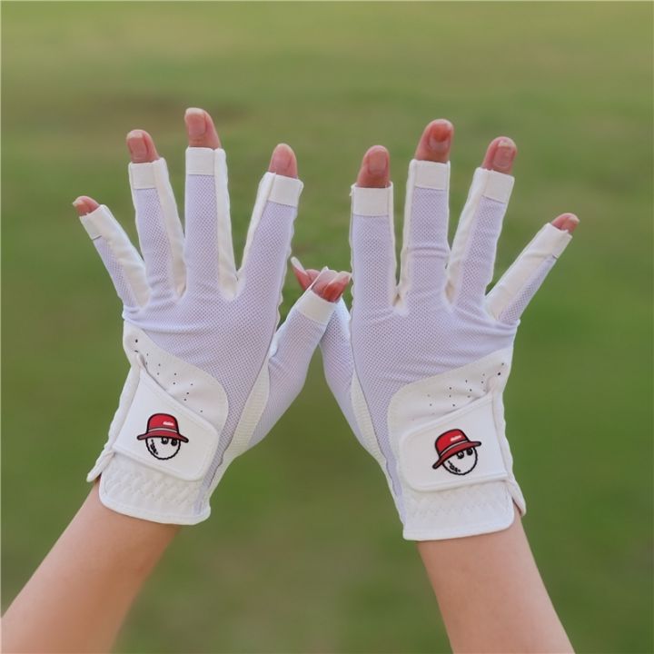 korea-golf-gloves-ladies-breathable-wear-resistant-white-pink-left-and-right-hands-dew-finger