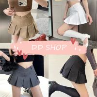 DD SHOPพร้อมส่ง  2306 กระโปรงกางเกงเอวสูง เว้าเอววีจีบหน้าหลัง มี4สี -NZ-XM