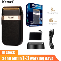 Kemei เครื่องโกนหนวดไฟฟ้าสำหรับผู้ชายแฟชั่นเคสหนังผู้ชายกันน้ำชาร์จได้ KM-2024มีดโกนเครามืออาชีพ