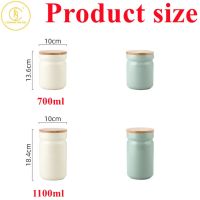 700/1100Ml Ceramic Round Food Storage Jar With Bamboo Lid Kitchen Coffee Beans Tea Grains Canister Home Snack Nut Storage Tank