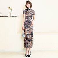 ยาว Cheongsam Slim Slik ยาวจีนเครื่องแต่งกายแบบดั้งเดิมชุดเดรสฤดูร้อน4XL 8สี