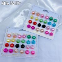 【YP】 12 Pairs/set Classic Round Stud Earrings Wedding Gifts multiple colour Earings Set Ear Jewelry