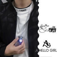 A HELLO GIRL New Korean Retro Literary Luminous Flashing Camera Necklace Women Voice Alloy Pendant Necklaces Hip Hop Jewelry Girls Gifts