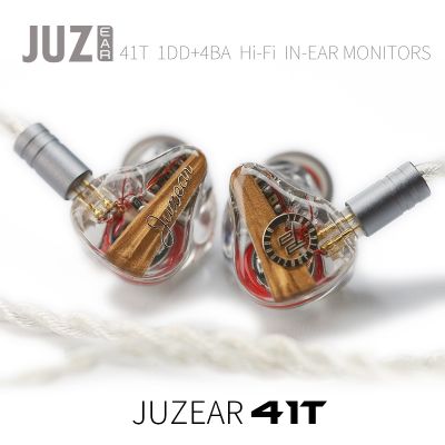 JUZEAR 41T 1DD หูฟังไฮไฟอินเอียร์ + 4BA สตูดิโอเพลงความละเอียดสูง IEM 2 Pin 0.78มม. 6N สายเคเบิลชุบเงินหูฟัง Audiophiles