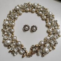 2023 New Fashion Faux Pearl Crystal Statement Large Collar Choker Necklace Women Indian Vintage Big Bib Metal Necklace Jewelry