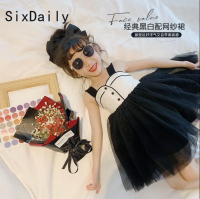 SixDaily ชุดเดรสสลิงผ้าโปร่งฟูสไตล์เฮปเบิร์นสำหรับเด็กผู้หญิงชุดเจ้าหญิง D0531 100-140