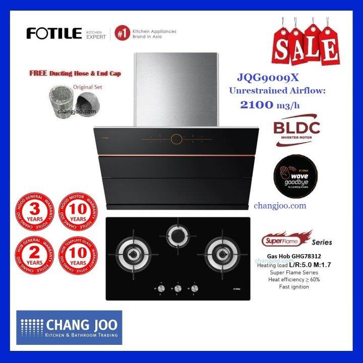 FOTILE JQG9009X Chimney Hood + FOTILE GHG78312 Builtin Gas Hob Lazada