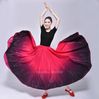 2021Spanish Flamenco Women Skirt Dance Practice Long Big Swing Skirt Gradient Color Performance Gypsy Skirt Lady Belly Skirt Dress