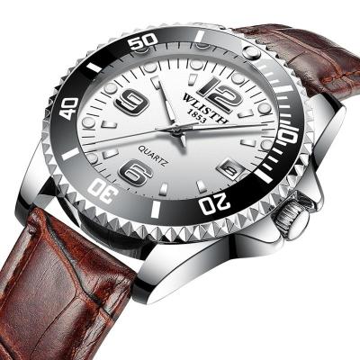Wlidth นาฬิกาควอทซ์นาฬิกาข้อมือธุรกิจผู้ชายแฟชั่นสแตนเลสกันน้ำปฏิทินผู้ชายเรืองแสงเกรดสูง