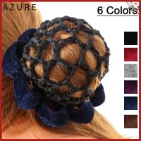 AZURE ลดกระหน่ำ ขอบลูกไม้กำมะหยี่ ยางยืด บัลเล่ต์โครเชต์ Snood เครื่องมือจัดแต่งทรงผม Updo ตาข่ายคลุมผม ขนมปังหน้าปก