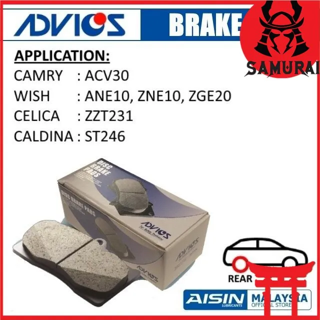 Aisin/Advics Rear Brake Pad for Toyota Camry ACV30, WISH ANE10, ZNE10