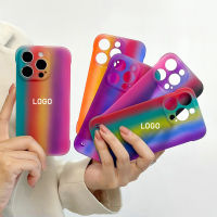 Rainbow Gradient Borderless Full Protective Anti-break Phone Case for IPhone 11 12 13 14 Pro Max Plus