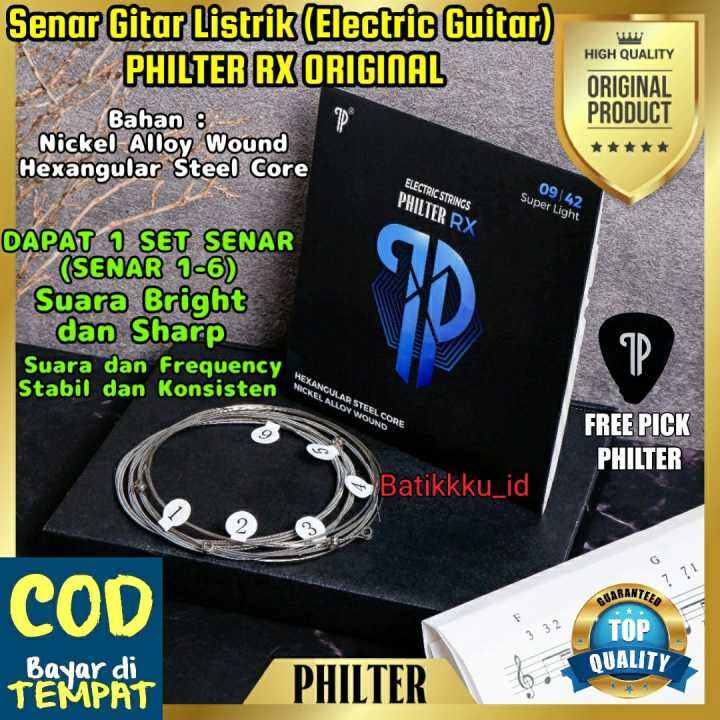 Original Cod Senar Gitar Elektrik Philter Rx Original Set Senar